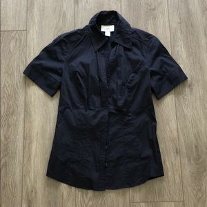 Ann Taylor LOFT Navy Collared Button Down Sz 0